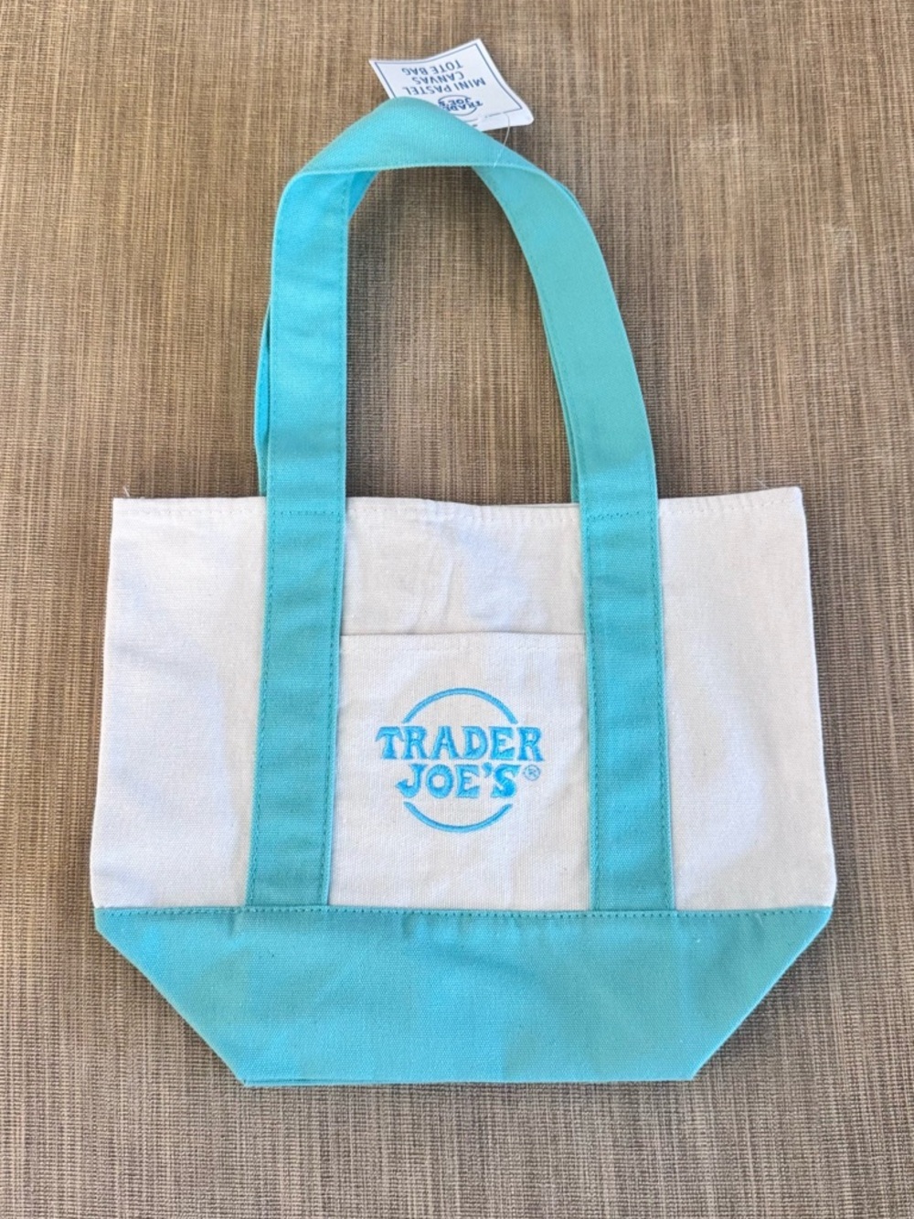 Trader Joe’s Turquoise Mini Pastel Canvas Tote Bag